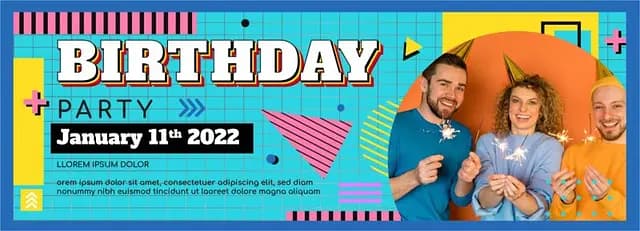 Tarpaulin Print: Birthday Party Blue